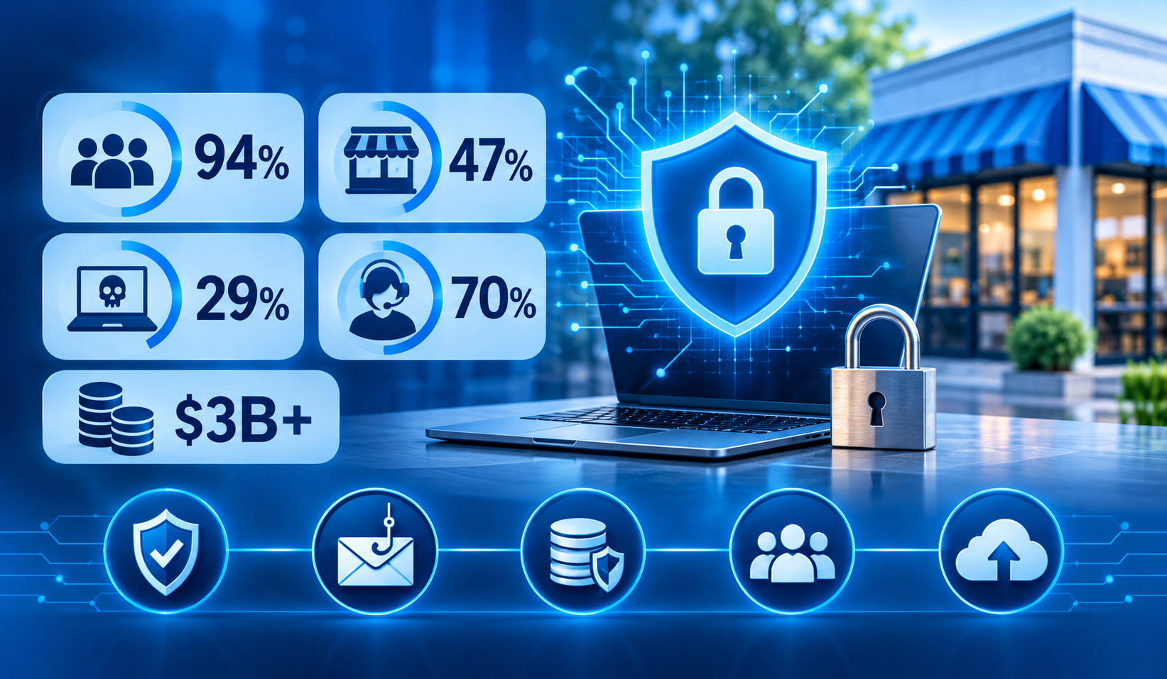 Blue Cybersecurity Awareness Dashboard - RJ PRO Tech Group Why Do Small Businesses Need Cybersecurity?