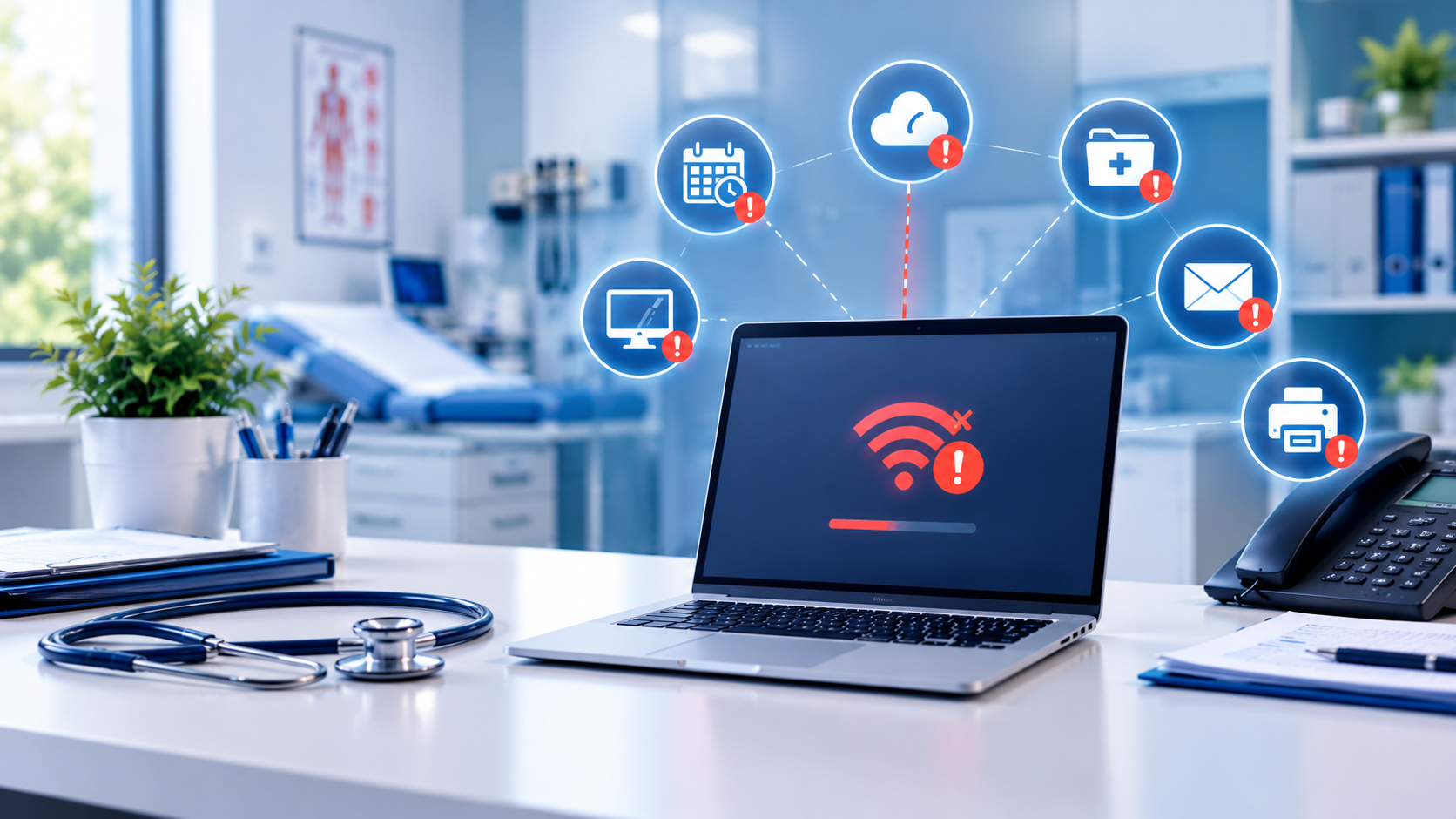Healthcare Network Outage Workstation - RJ PRO Tech Group Why Network Reliability Matters for Medical Practices in Lodi